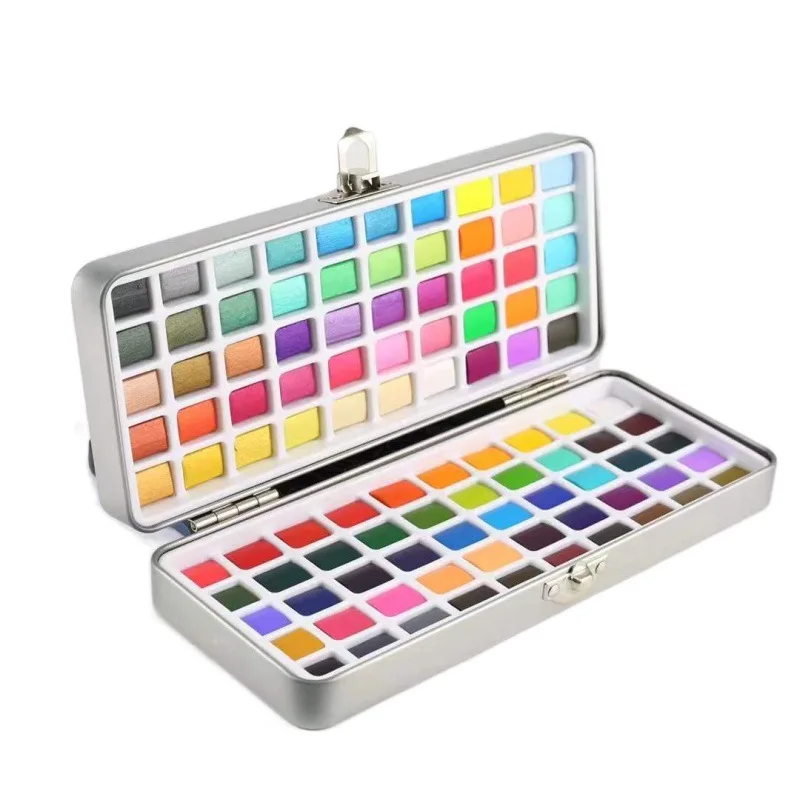 Bview Art 100 Colors Solid Watercolor Paint Set With Including Vivid Pearlescent and Fluorescent Colors