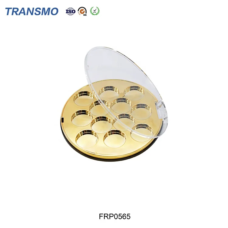 12colors gold glitter eyeshadow palette packaging wholesale customize clear acrylic eyeshadow palette