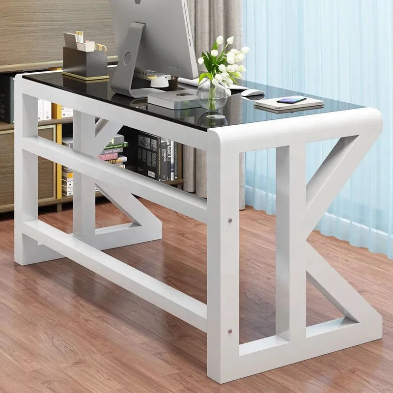 
new design metal frame glass table top multifunctional assemble convenient home school office computer desks 