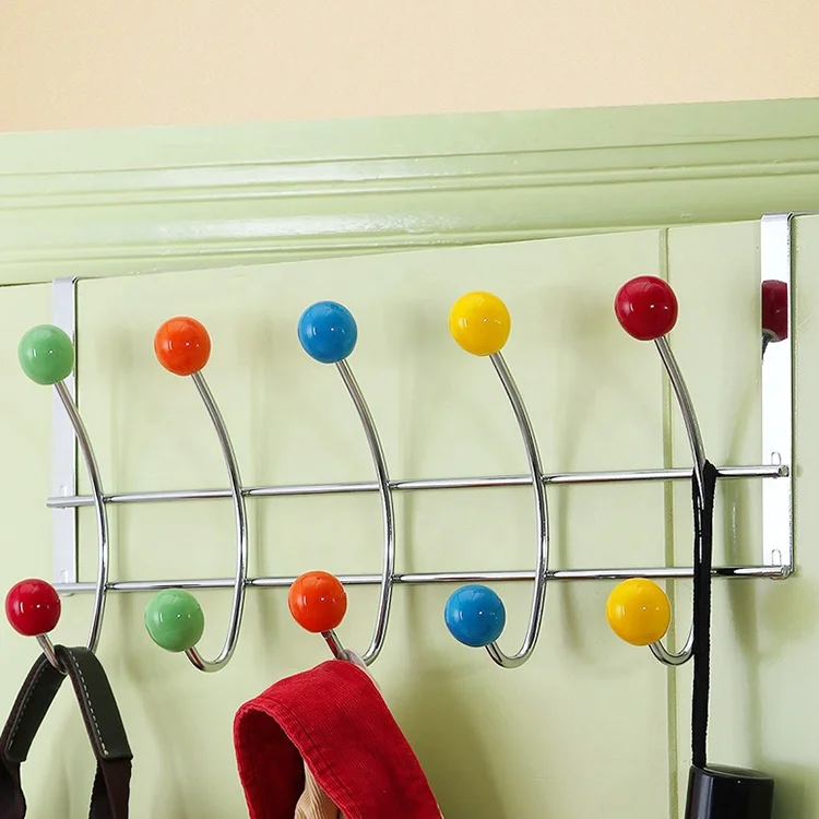 Door Hanger Coat Clothes Hat Over Door Hook Rack Metal Colorful Beads Door Hook Hanger