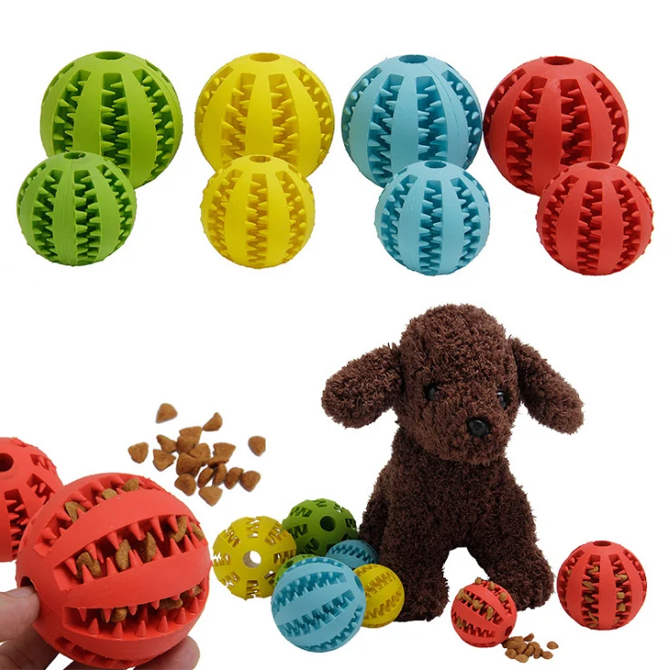 
Nontoxic Bite Resistant Toy Ball for Pet Dogs Puppy Cat Dog Pet Food Treat Feeder Chew Tooth Cleaning Ball 