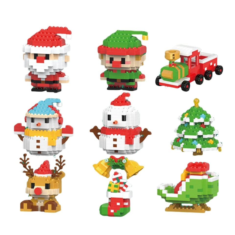 W1410 Christmas tree santa claus train Decoration diamond particles Building Block Plastic Toy gift for kids girls boys