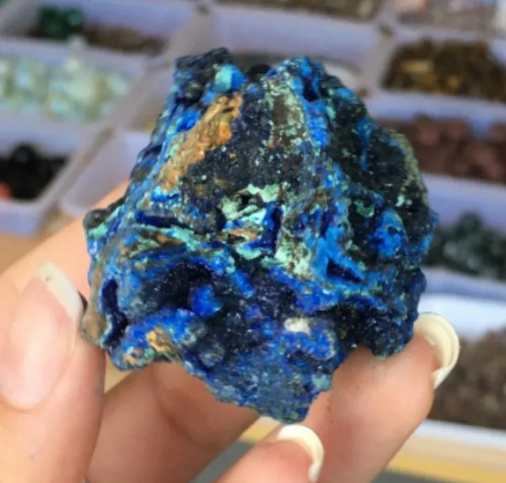 Wholesale natural rock raw rough stone mineral azurite chalcopyrite