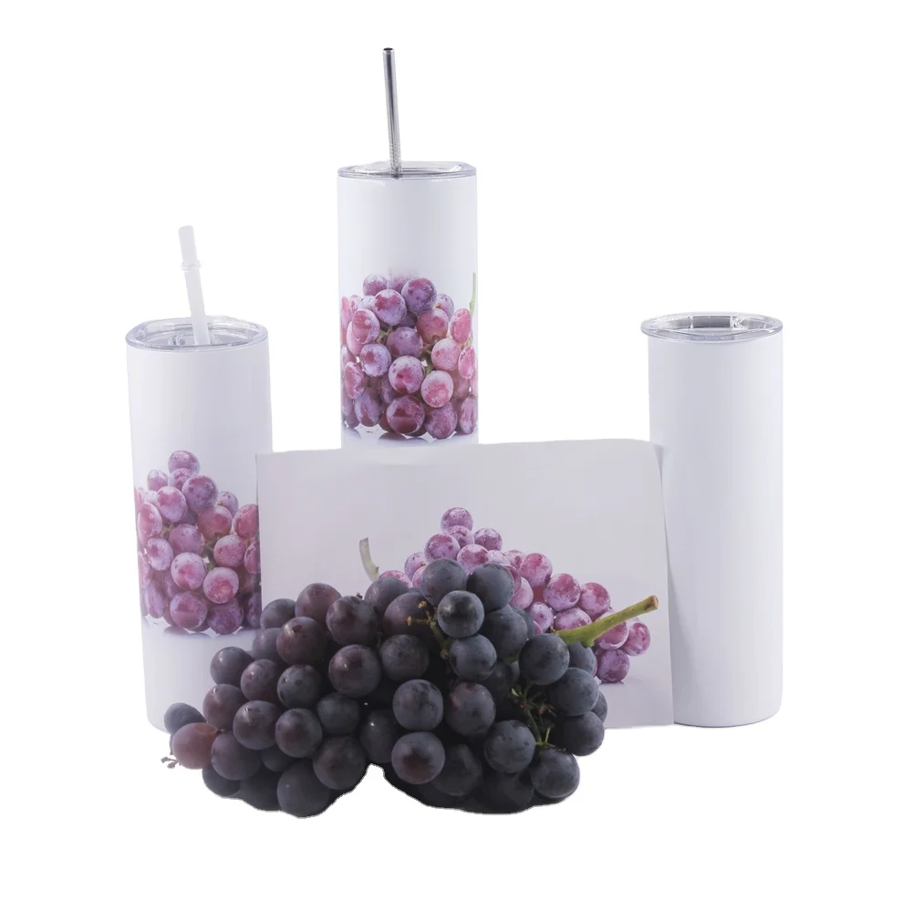 
20oz Straight Skinny Cup Stainless Steel Vacuum Flask DIY Sublimation Tumbler Straw With Lid 