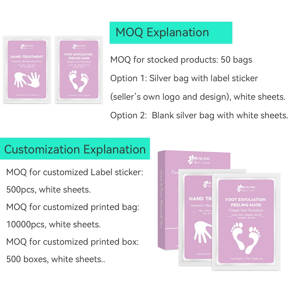 OEM Custom Private Logo Foot Pedicure Socks Hand Gloves Hand and Foot Mask Set