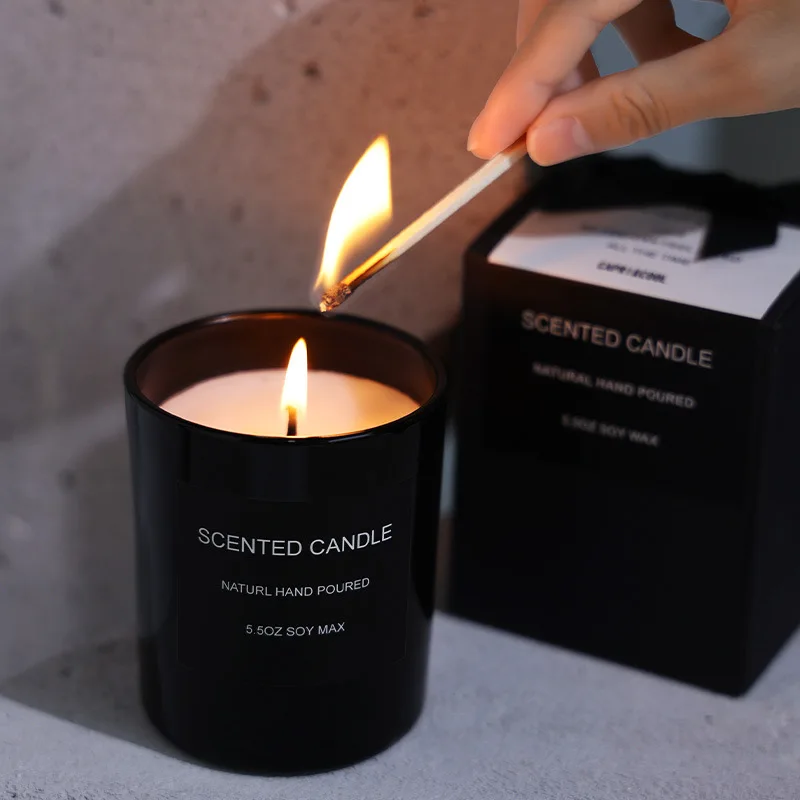 C&H Simply Matte Black Color Natural Vegan Soy Wax Scented Candle Set