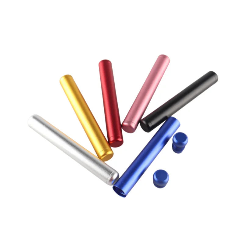 Double Screw Top Colorful Gold Black Portable Cigar Tube Accessories Packaging  Aluminum Alloy Metal Tube