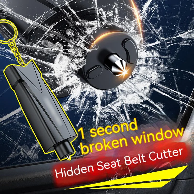 Hot-selling car emergency tools key chain rescue tools seat belt cutter car safety hammer female self-defense window crusher