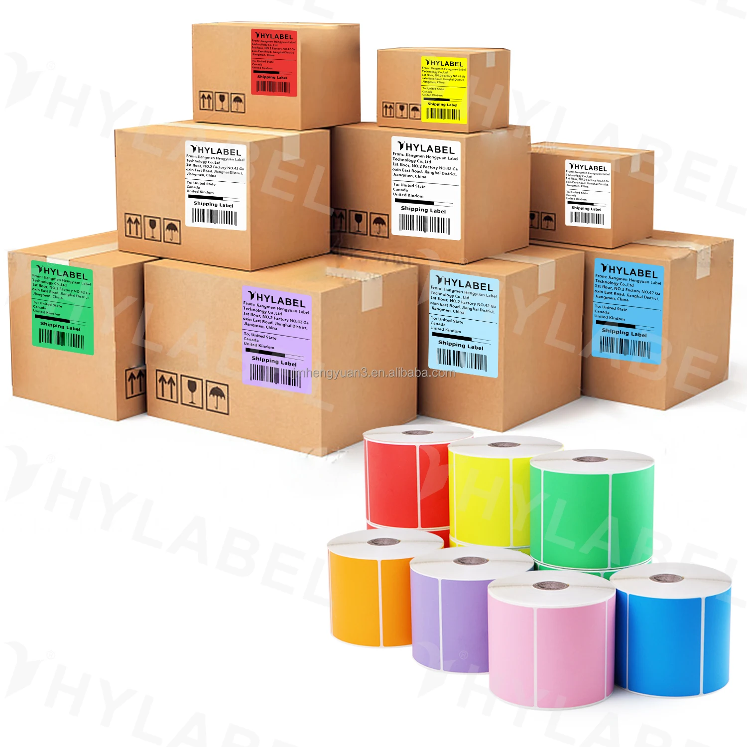 Custom Color Label  58x40 50x25 60x40 100x150 Thermal Transfer Label Self Adhesive Barcode Sticker Paper Shipping Printing Label
