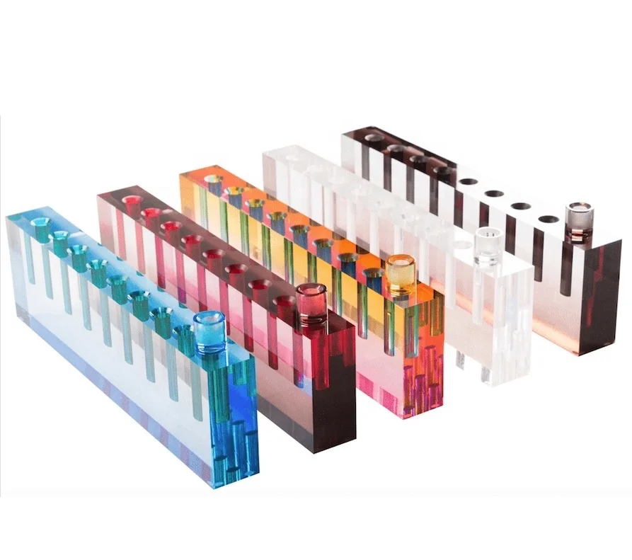 Judaism Lucite Menorah для еврейского ханукального завода по индивидуальному заказу Judaica Chanukah Подарочный акриловый канделябрный канделябры в качестве вазы