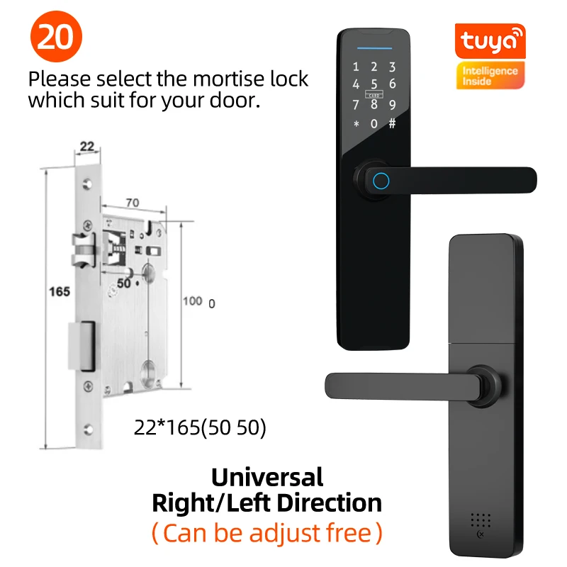 Popular biometric Fingerprint Smart Door Lock  Password Keyless Apartment Room Lock WiFi Tuya APP Digital keyless Door Locks