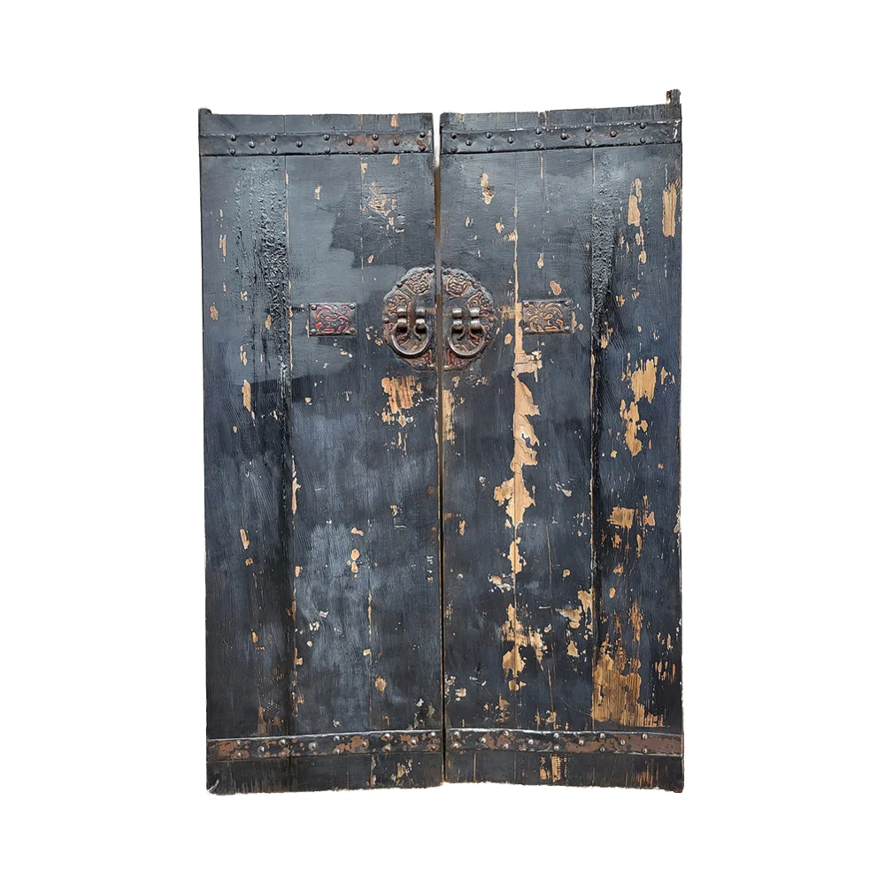 Antique old traditional reclaimed Chinese rustic  pine solid wood door