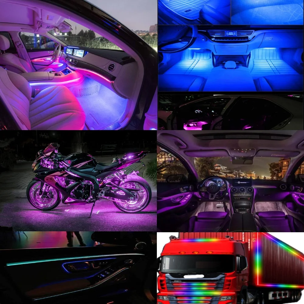 10.5-14.4V Flex Car LED Strip Light IP68 Waterproof Car Interior LED Strip Styling Decorative Ambient LED Strip Underglow Light