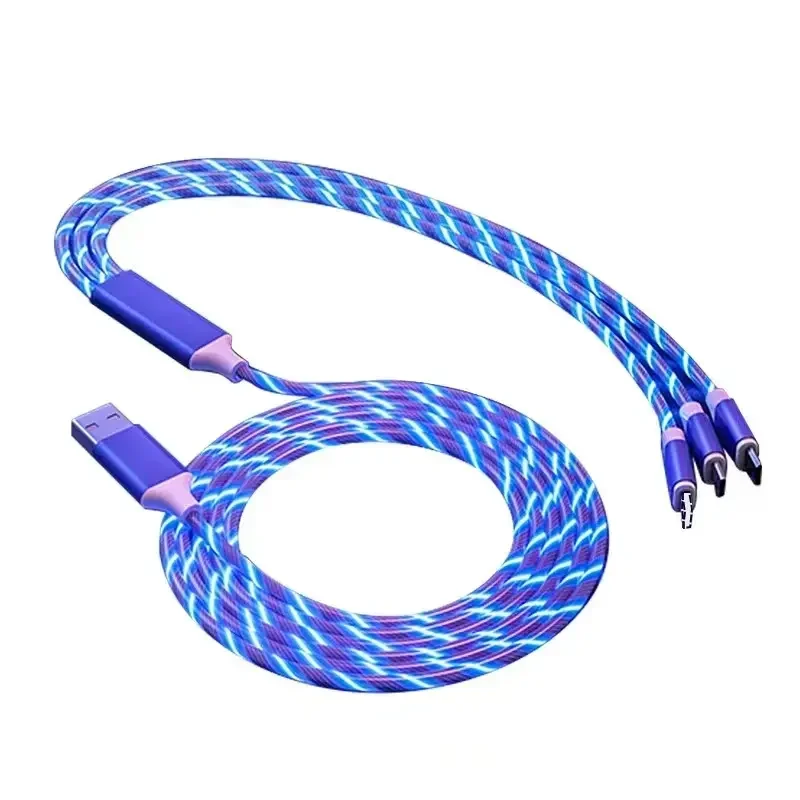 Hot Selling Manufacturers Strong Magnetic Luminous Charging Line Magnetic Mobile Phone Fast Charging Three-in-one Usb Data Cable
