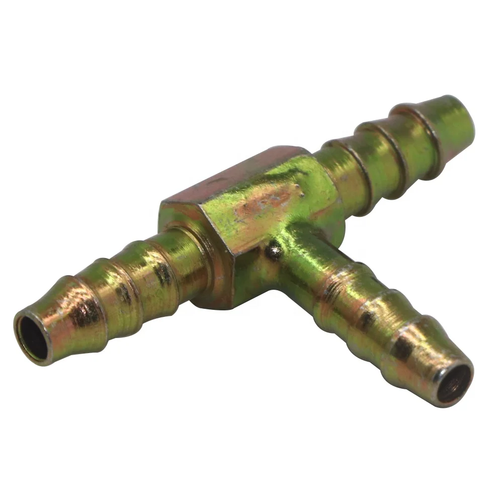 SYD-1164 Tee Type Hose Barb Fitting 3 way barbed T type steel zinc material hose connector