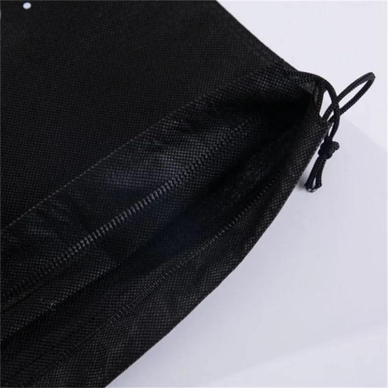 Custom Logo Black Color Drawstring Dust Nonwoven Bag