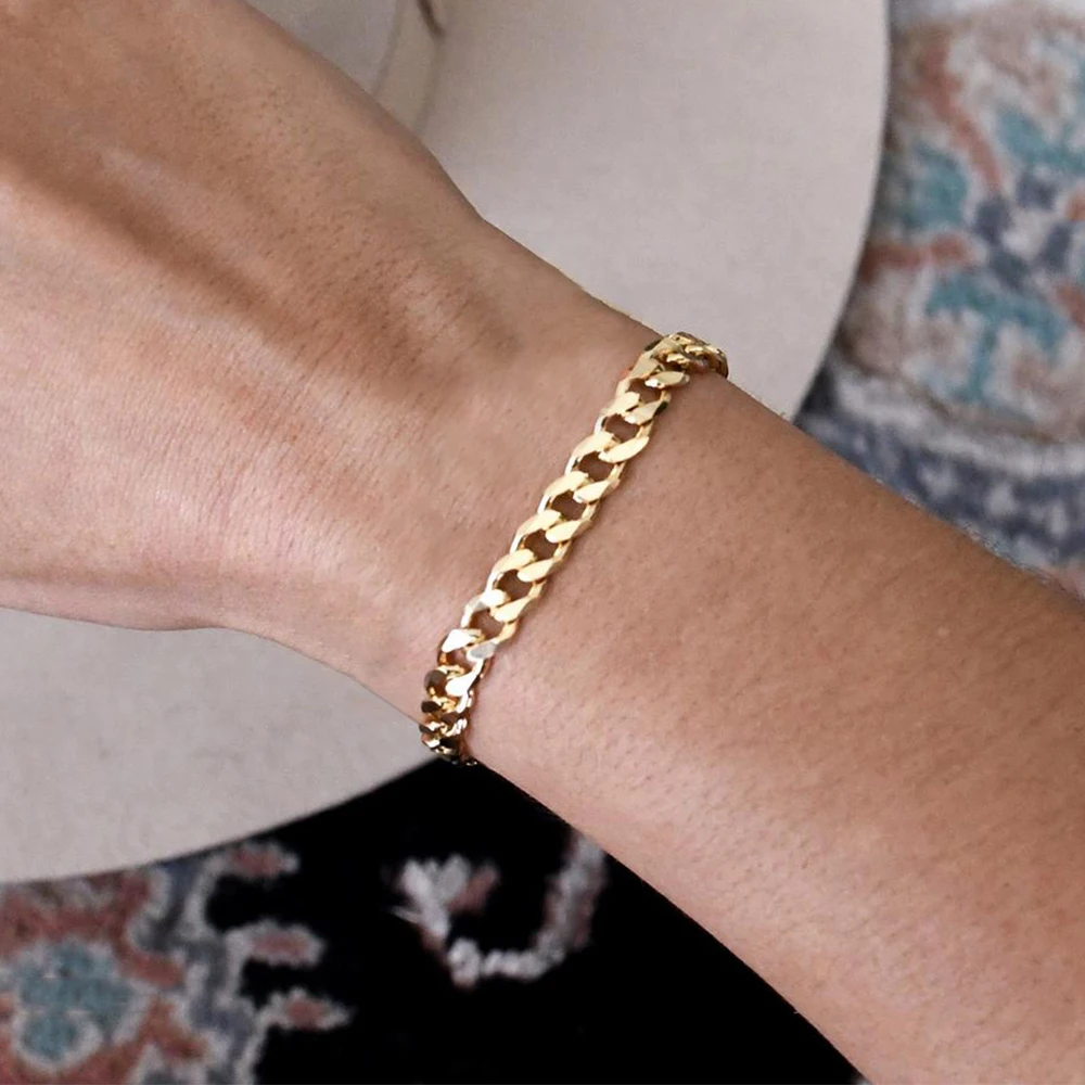 Fanze new arrival 4mm 6mm 8mm stainless titanium steel miami cuba bracelet gold cuban bracelet link chain men women