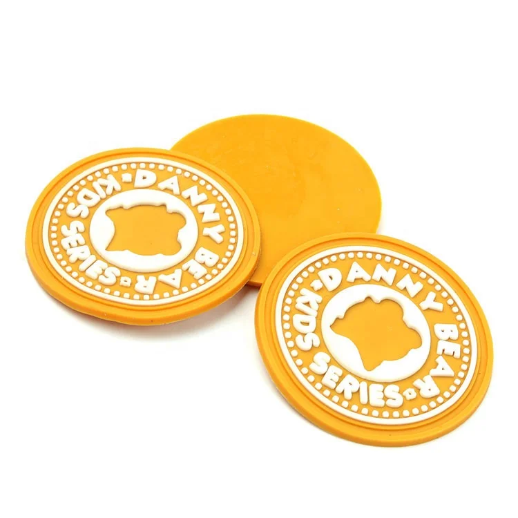 2022 New Style High Quality Personalized Brand Name Round Shaped Sewing on 3D Embossed Custom Rubber Labels PVC Silicon Patches