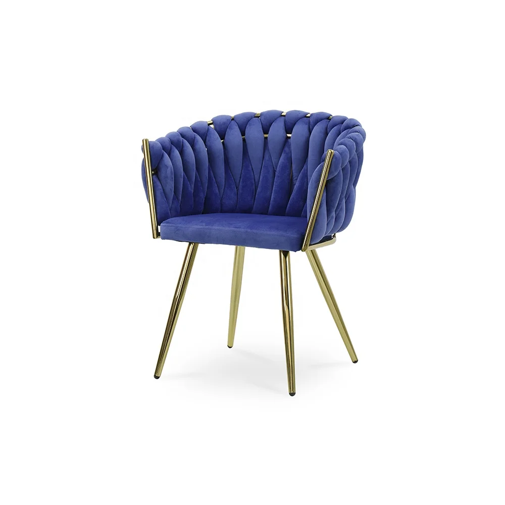 Modern Chairs Set metal frame linen Fabric Durable & Stable Elegant Wide weave soft Cushion Chair for Dining Room Dining Chair