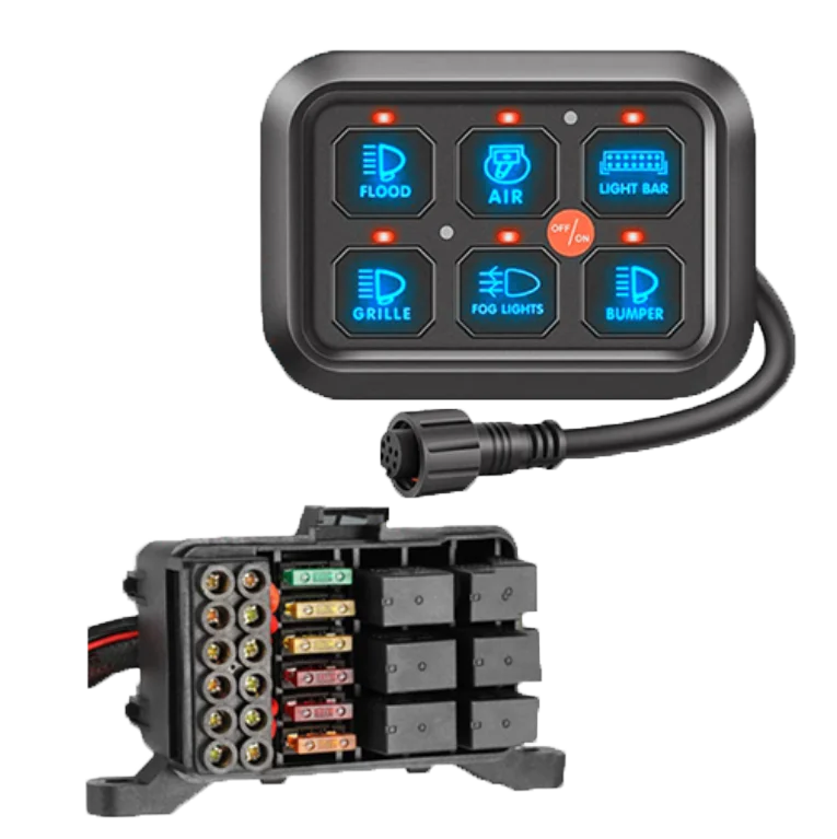 6 Gang Switch Panel with Electronic Relays, Universal Circuit Control Relay System, with Automatic Dimmable On-Off LED Switch