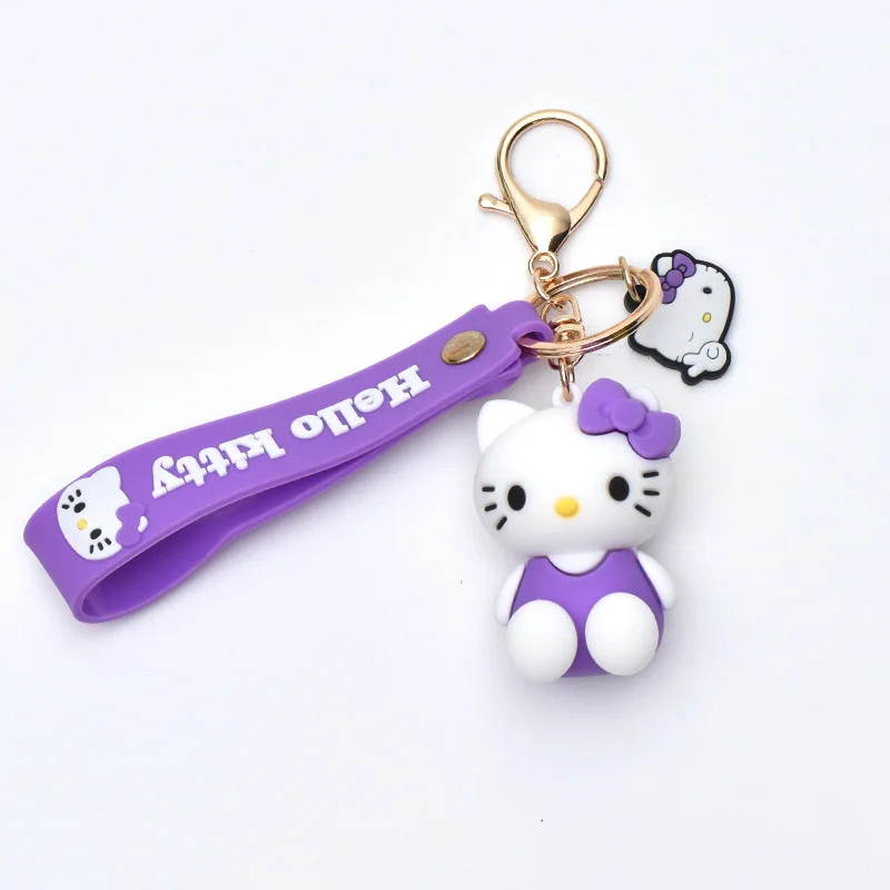 3D INS Popular Hello Kitty Ring Chain KeyChain Figure Office Ornaments