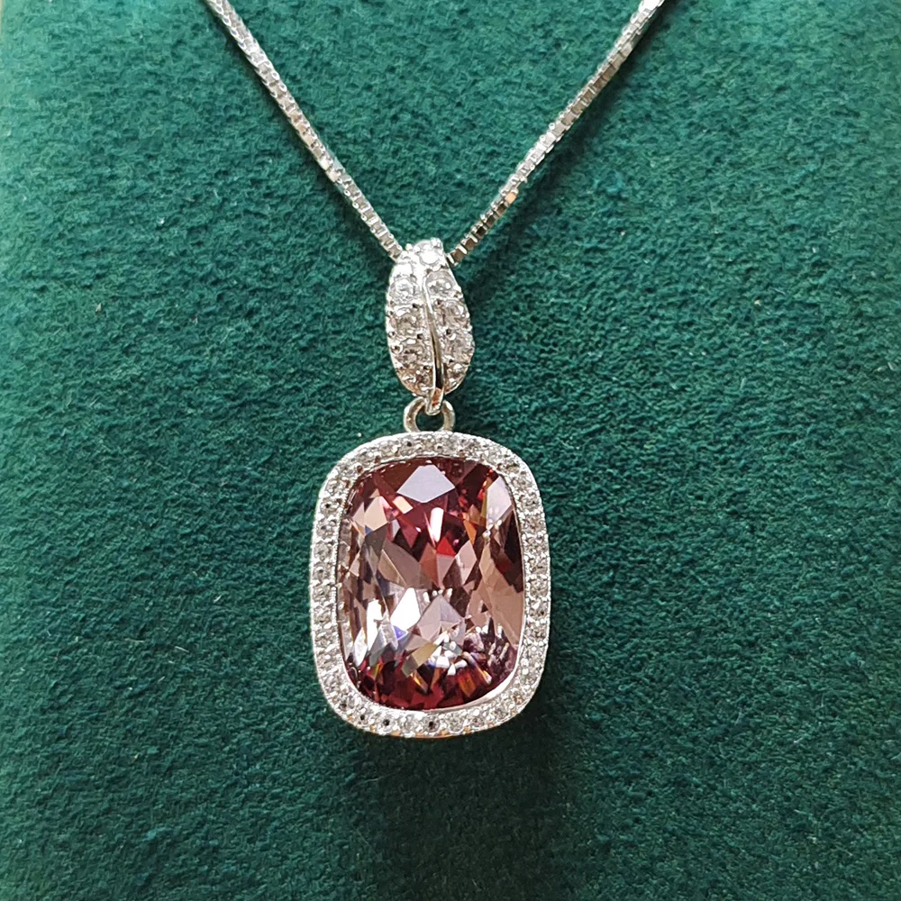 Fashion Accessories  Fuchsia Geometric Crystal Temperament Pendant Clavicle Chain For Best Friend Necklaces