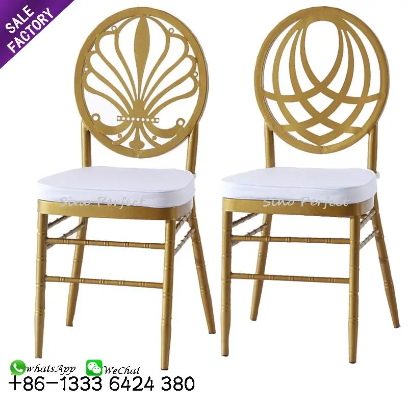 New Design Cheap Price Wedding Ceremony Dining Furniture Gold Metal Steel Chivari Chavari Tiffany Chairs Used For Rental