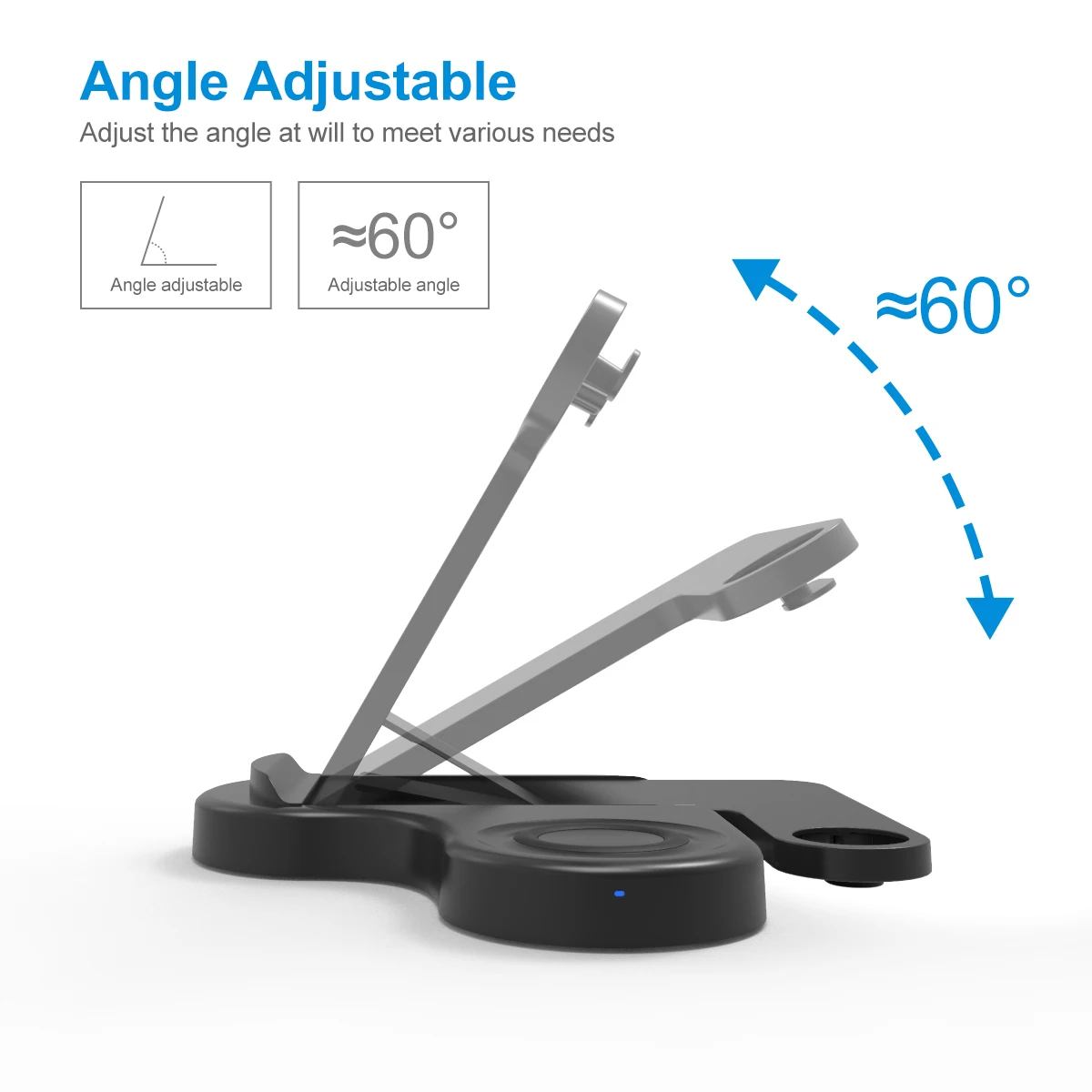 Oem Universal Adjustable Angle Smart Sensor Desk Charger Wireless Charger Stand 4 In 1 For Xiaomi