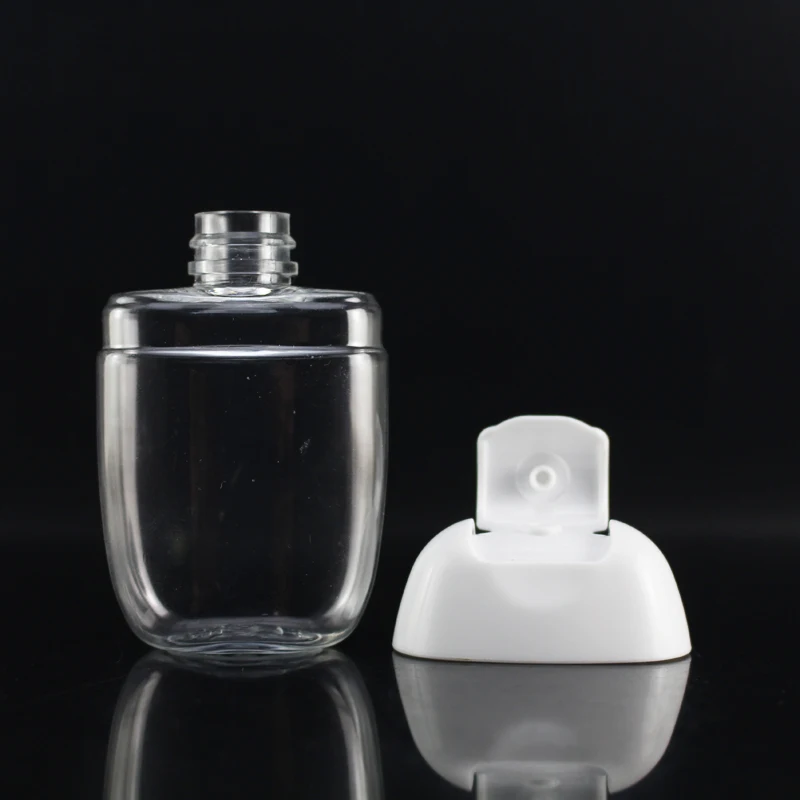 Custom Logo label Travel Clear Hand Sanitizing Dispenser Bottle 30ml Flat Plastic PET Hand Sanitizer Bottle With Flip Top Cap