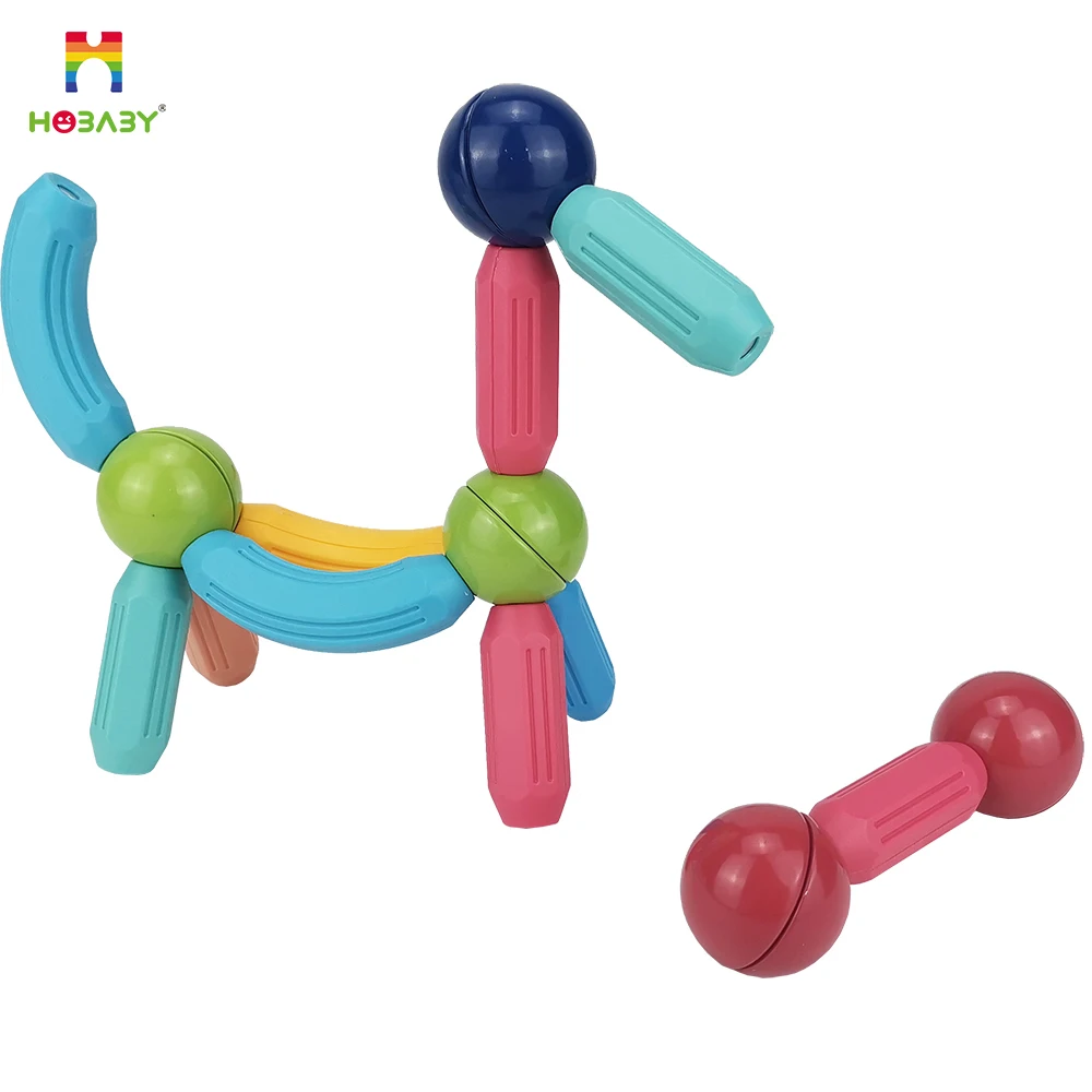 60pcs colorful Stick and Rods Set Kids Creative Flexible Magnetic Building Sticks And Balls blocks Educational toy