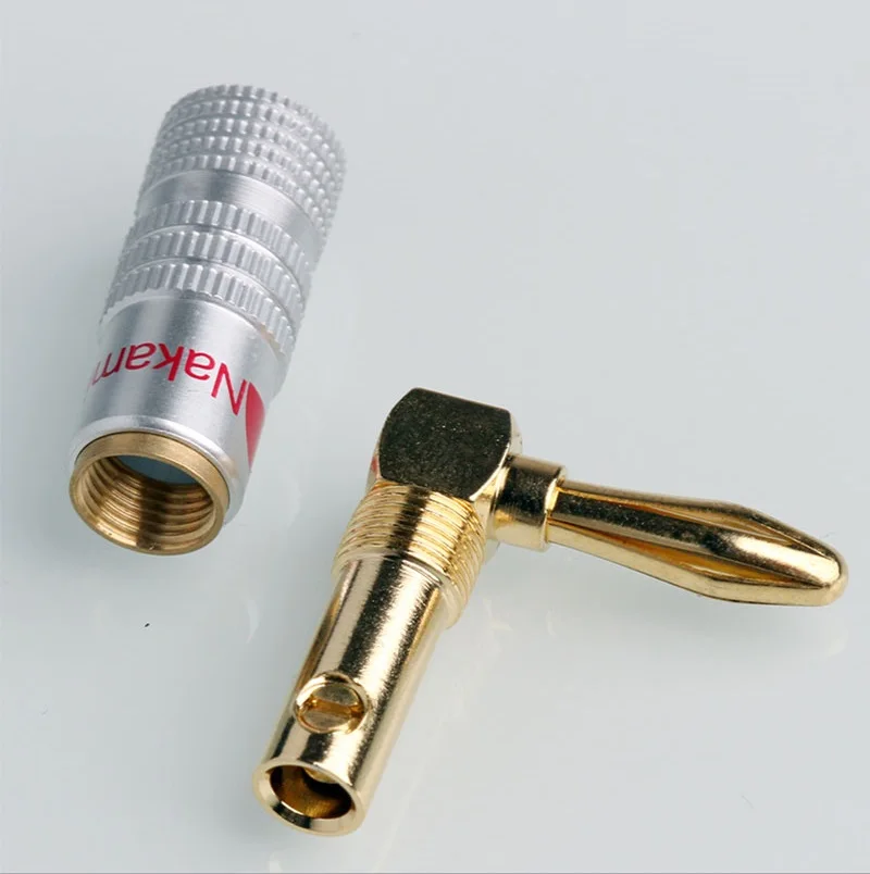 Right Angle 90 Degree Banana Plugs Gold Plated Musical Speaker Wire Cable Connector 4mm For HiFi