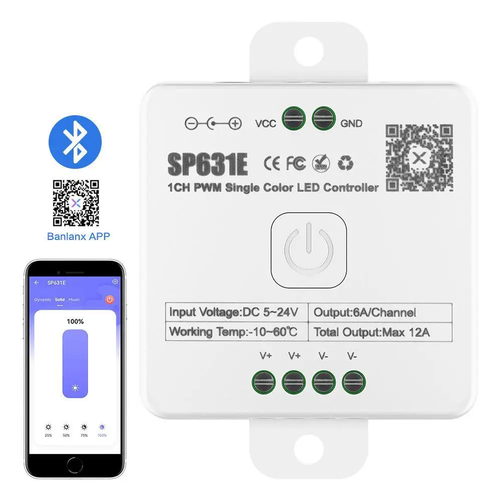 smart home lighting light dimmer app music control SP635E PWM rgbcct rgbwc rgbcw led controller 5-24v single and double color