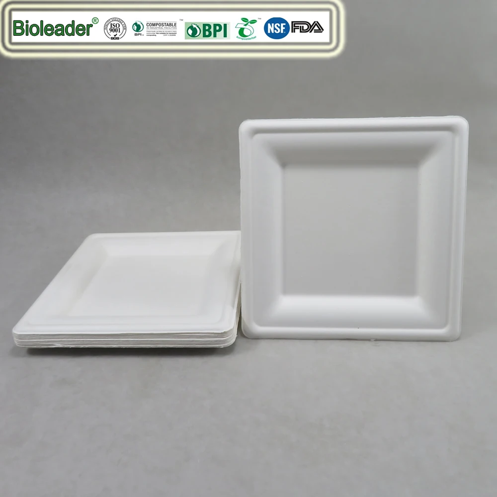 Biodegradable Eavy Disposable Sugarcane Bagasse Party Plates duty microwave