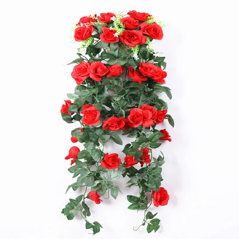 Artificial flower wisteria hanging basket simulated violet rose wall hanging wedding home decoration fake flower vine