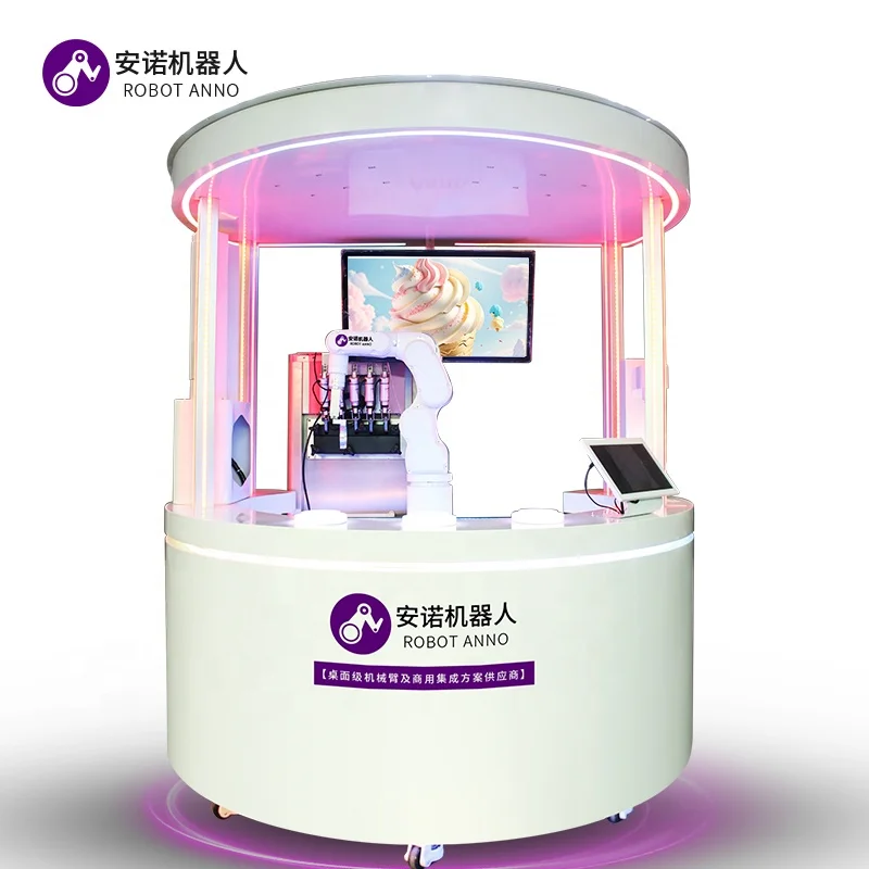 Hot sale  6 Axis Robot Vending Machine Make Ice Cream With 5 flavors for shipping mall