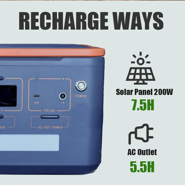 500w Portable Ac Power Lithium Battery 100v 110v 220v 240v Outdoor Solar Mobile Power Station