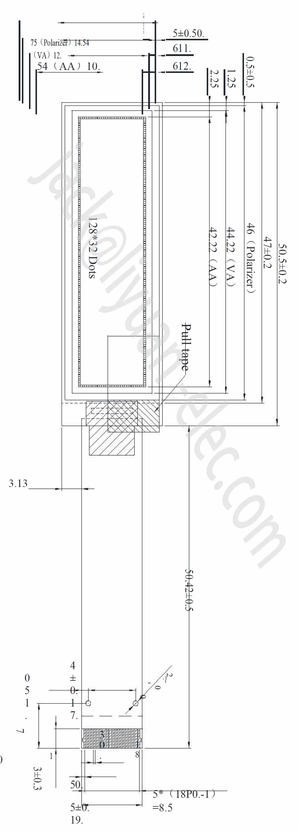 1.71inch128x32 auo round PMOLED wearable circular color oled 18 pin MIPI DSI smart watch small lcd display screen module