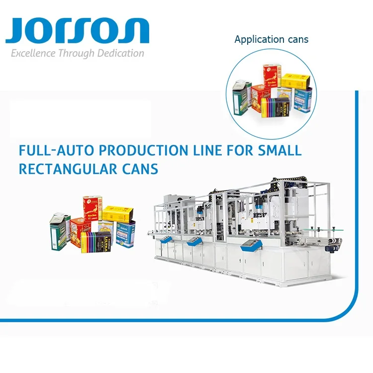  JORSON Cans Makers Automatic Production Line For Small Metal Engine Oil Tin Tinplate Square Rectangular Can Bodies