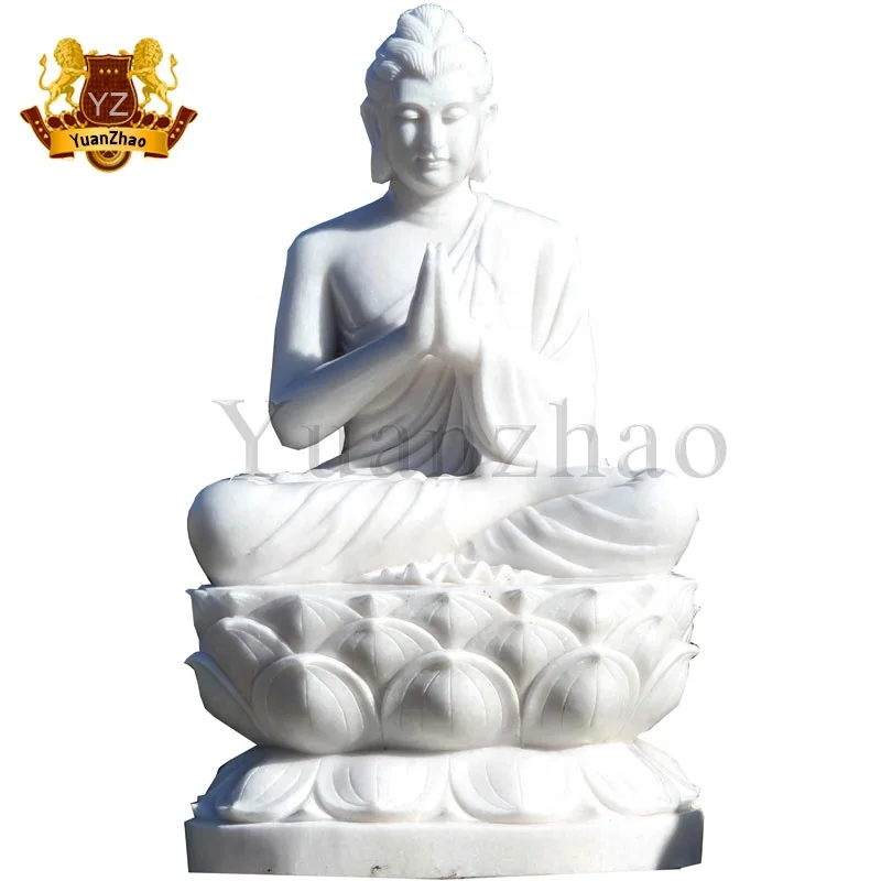Religious Temple White Stone Buddha Statue Large Size Outdoor Marble Stone Buddha