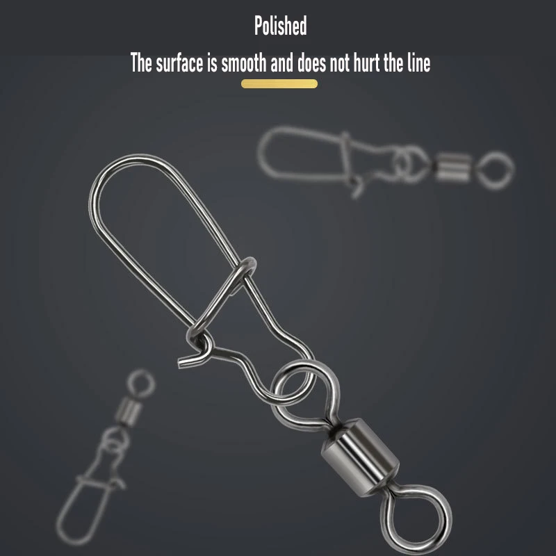 Bulk Pike Fishing Accessories Connector Pin Bearing Rolling Swivel Stainless Steel Snap Fishhook Lure Swivels Tackle