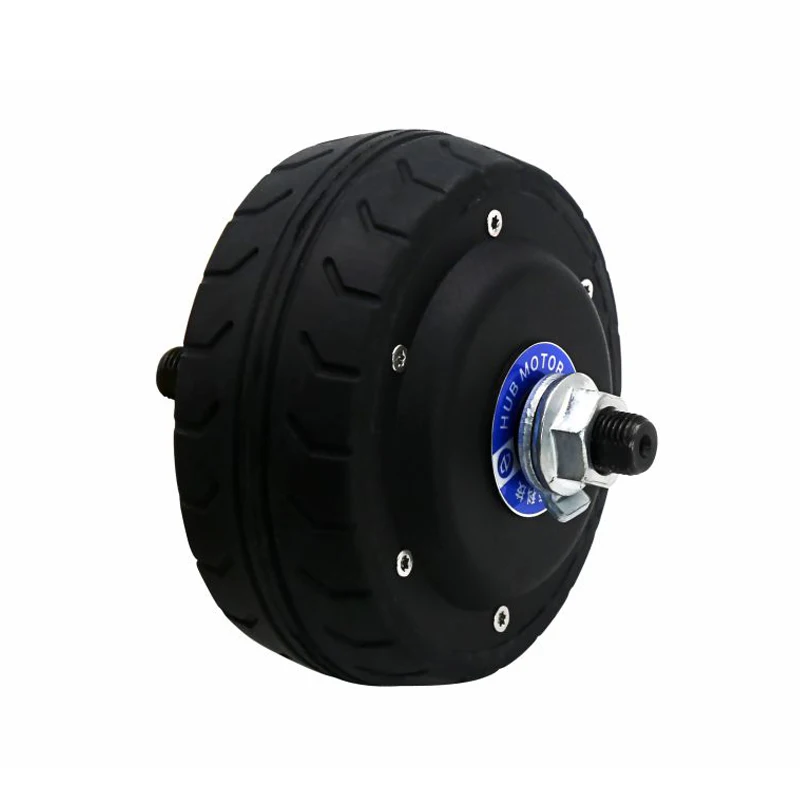 ZLTECH CE ROHS2.0 4inch 24V 100W 50kg load 5A 450RPM single shaft double BLDC wheel hub motor with encoder for robot waiter