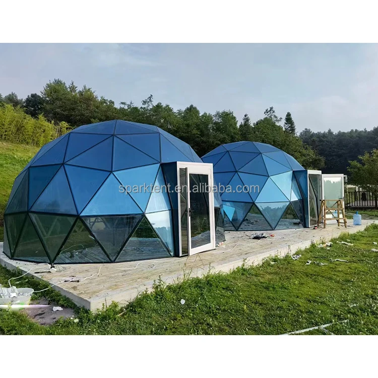 Geodesic Glass Dome Tent For Event And Luxury Hotel And Home With Double Open Glass Door And Window