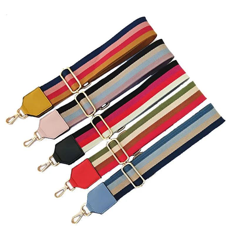 Hot Selling Canvas Wide Adjustable Rainbow Colorful Handbag Strap Webbing Shoulder Bag Straps