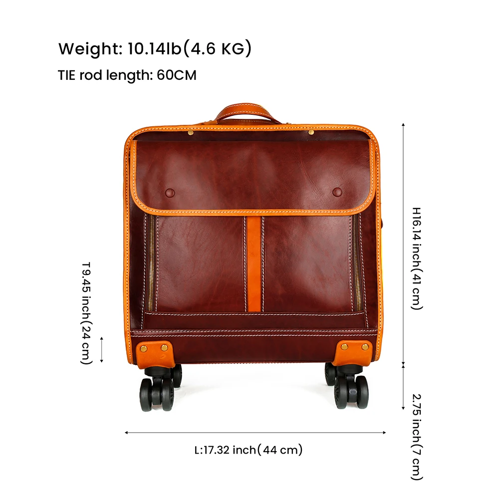 Lightweight Durable Airport Leather Trolley Travel Rolling Duffel Bag Wheeled Luggage Suitcase Airplane Cabin Suitcases