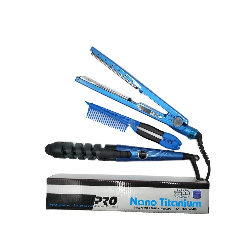 3in1 machine profesional infared hair straightener and roller  curler and comb set