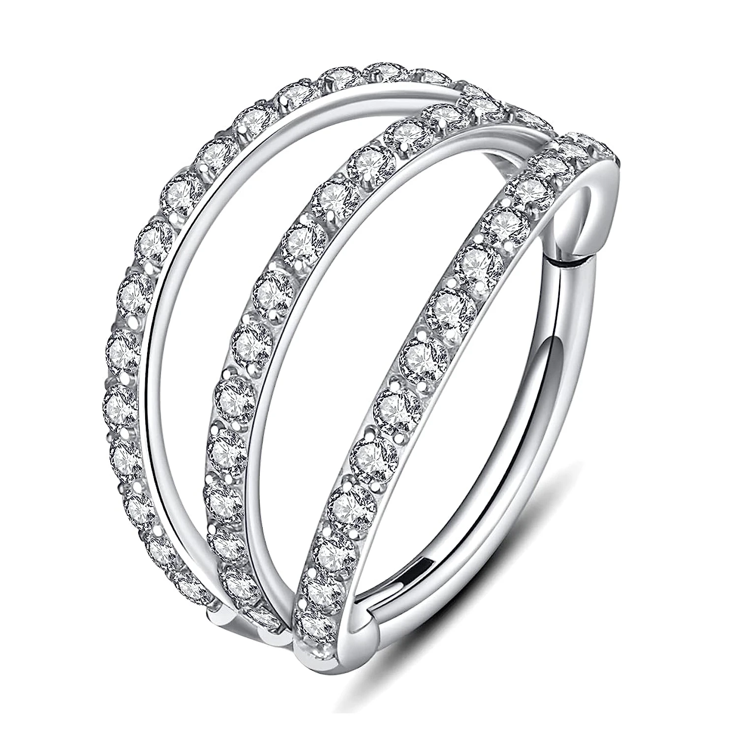 Tragus Septum Piercing Septum Ring Hinged Segment Septum Conch Lip Cartilage Hoops Zircon Titanium Nose Rings