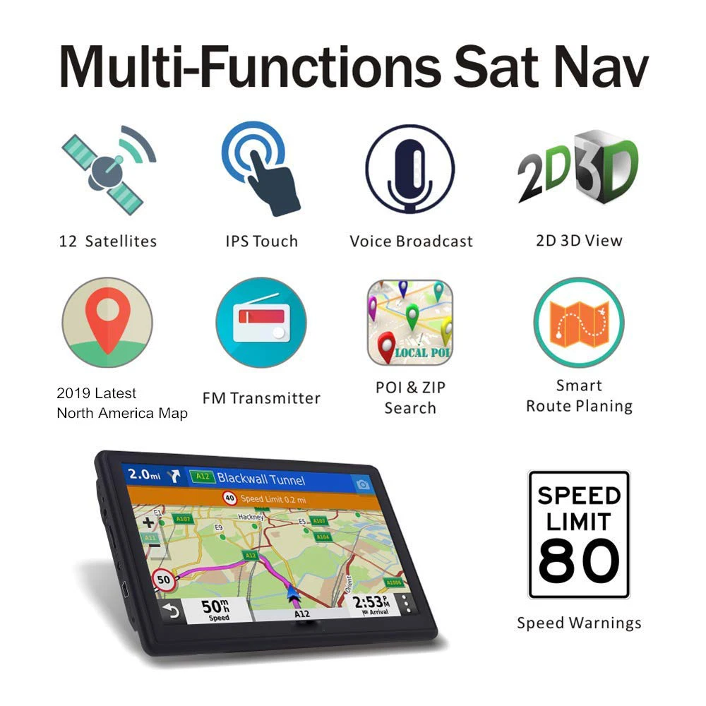 7 дюймовый сенсорный экран HD Автомобильный GPS навигатор для грузовиков следуя новейшим/Северная Америка/Южная