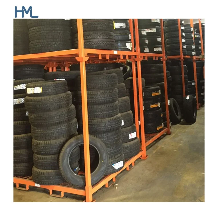 Customized adjustable powder coating metal warehouse stacking storage car tire rack