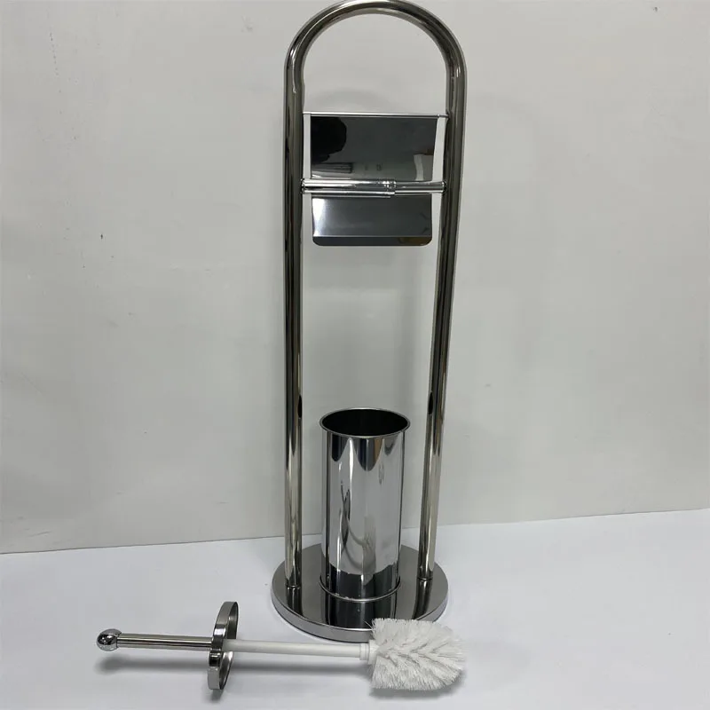 shelf metal reserve roll toilet paper holder freestanding bathroom stainless steel tissue and toilet brush