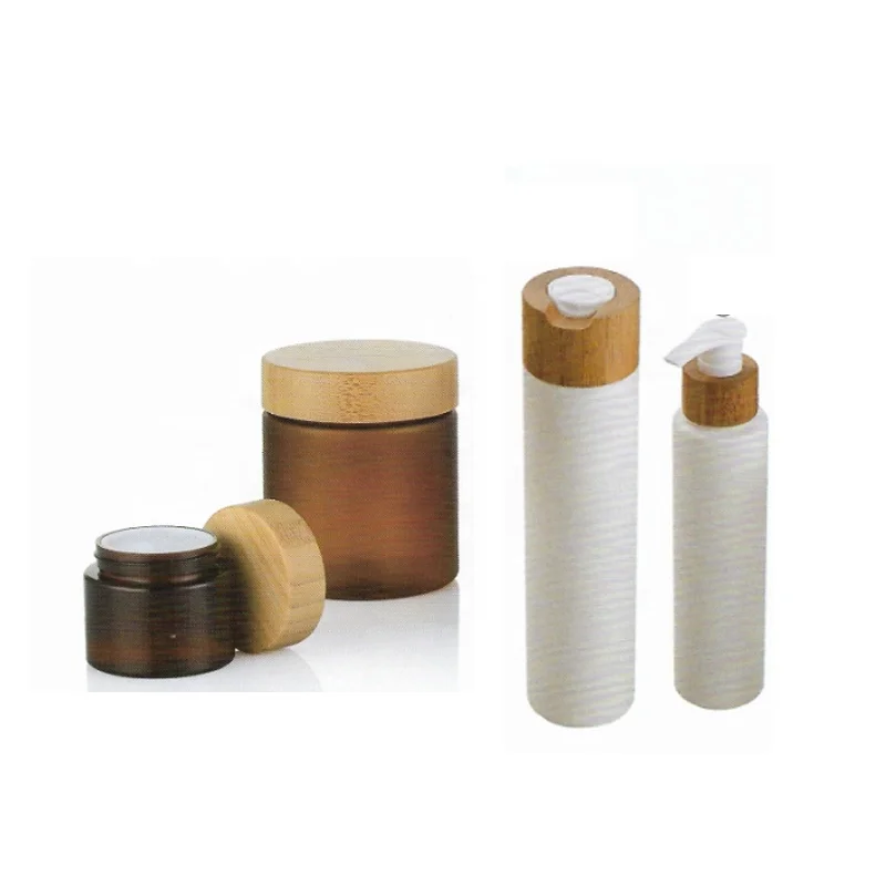 5ml 10ml 20ml 30ml 50ml 100ml brand new natural eco-friendly bamboo cover cosmetics face cream jar, frosted air pump free bottle